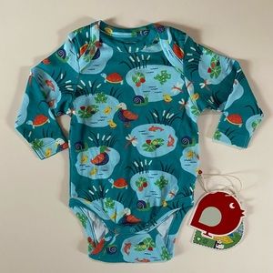 New - Piccalilly Blue Pond Scene Long Sleeve Onesie